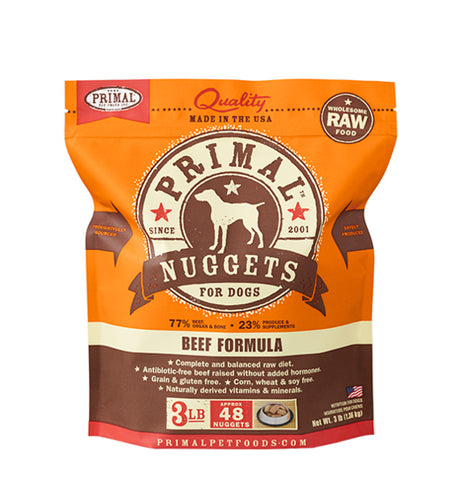 Primal Dog Nuggets Raw Beef 3lb