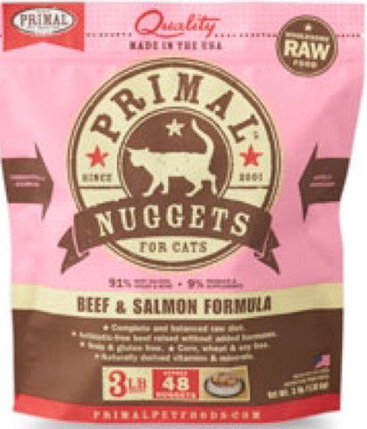 Primal Cat Nuggets Raw Beef & Salmon 3lb