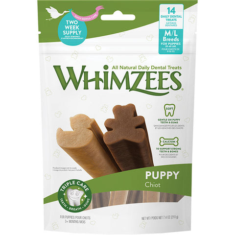 Whimzees Puppy Dental Treats M/L 14ct