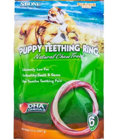 N-Bone Puppy Teething Rings Pumpkin 6ct