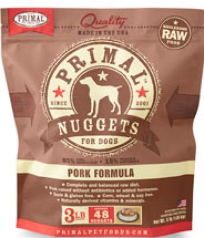 Primal Dog Nuggets Raw Pork 3lb
